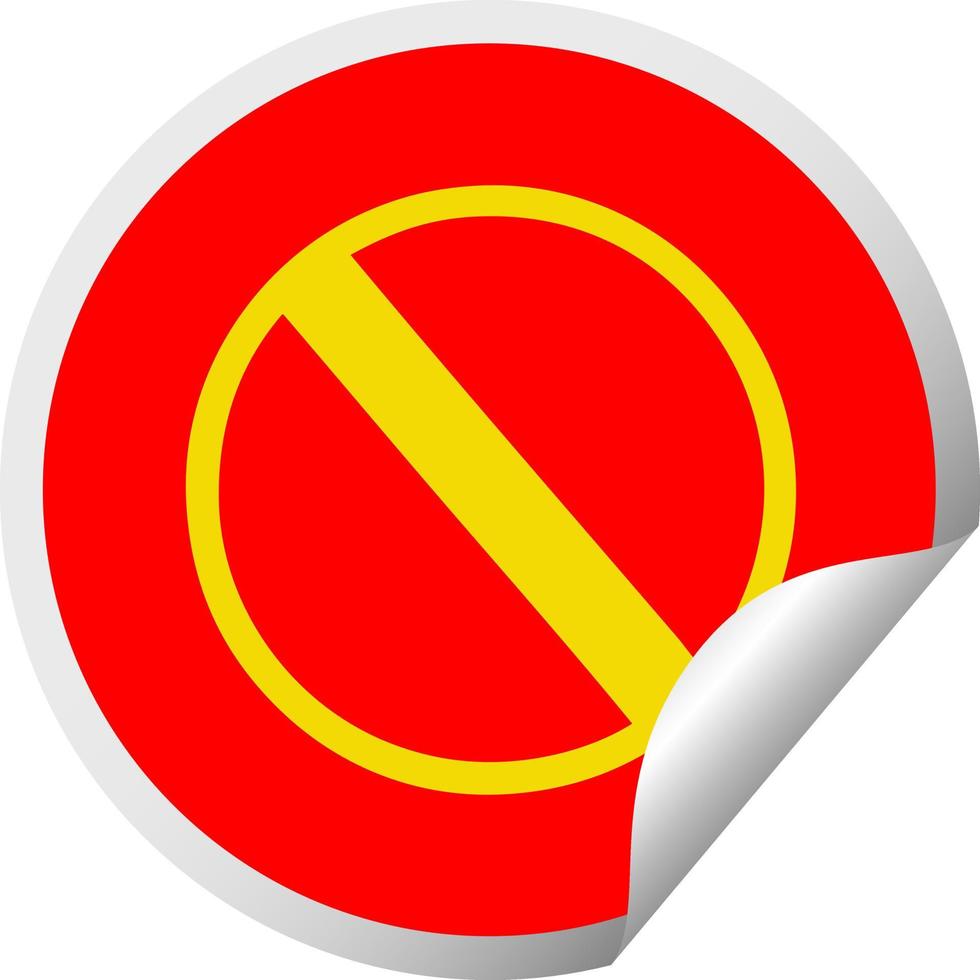 desenho de adesivo de descascamento circular não permitido sinal vetor