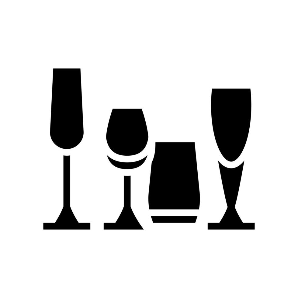 drinkware definir ilustração vetorial de ícone de glifo vetor