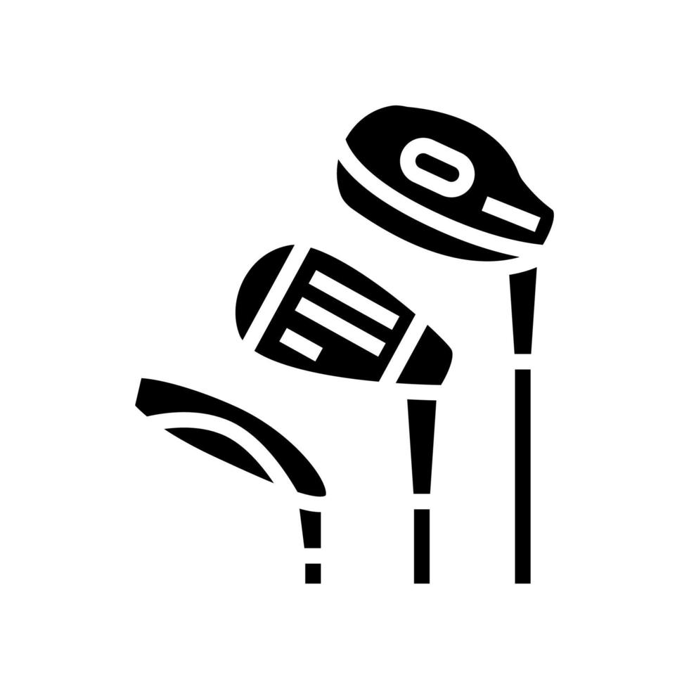 ilustração vetorial de ícone de glifo de tacos de golfe vetor