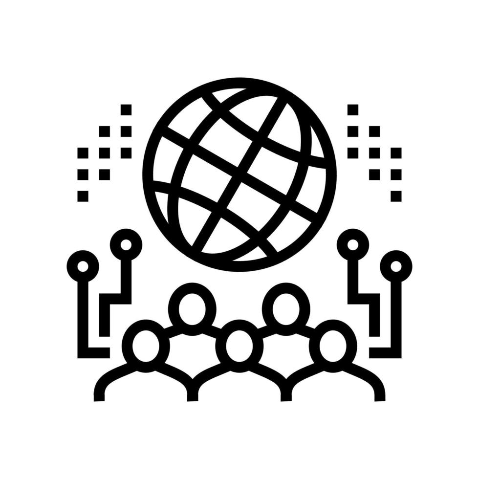 ilustração em vetor ícone de linha de sistema de rede
