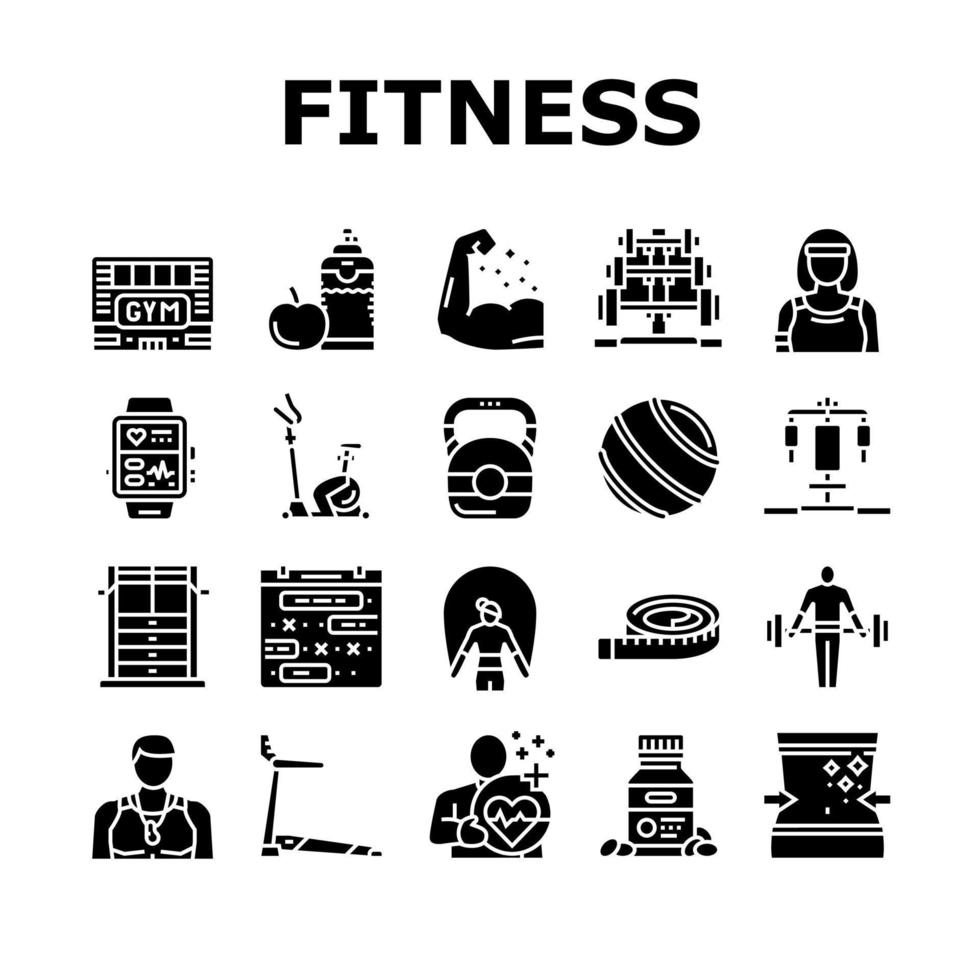 conjunto de ícones de treinamento de atleta de saúde fitness vetor