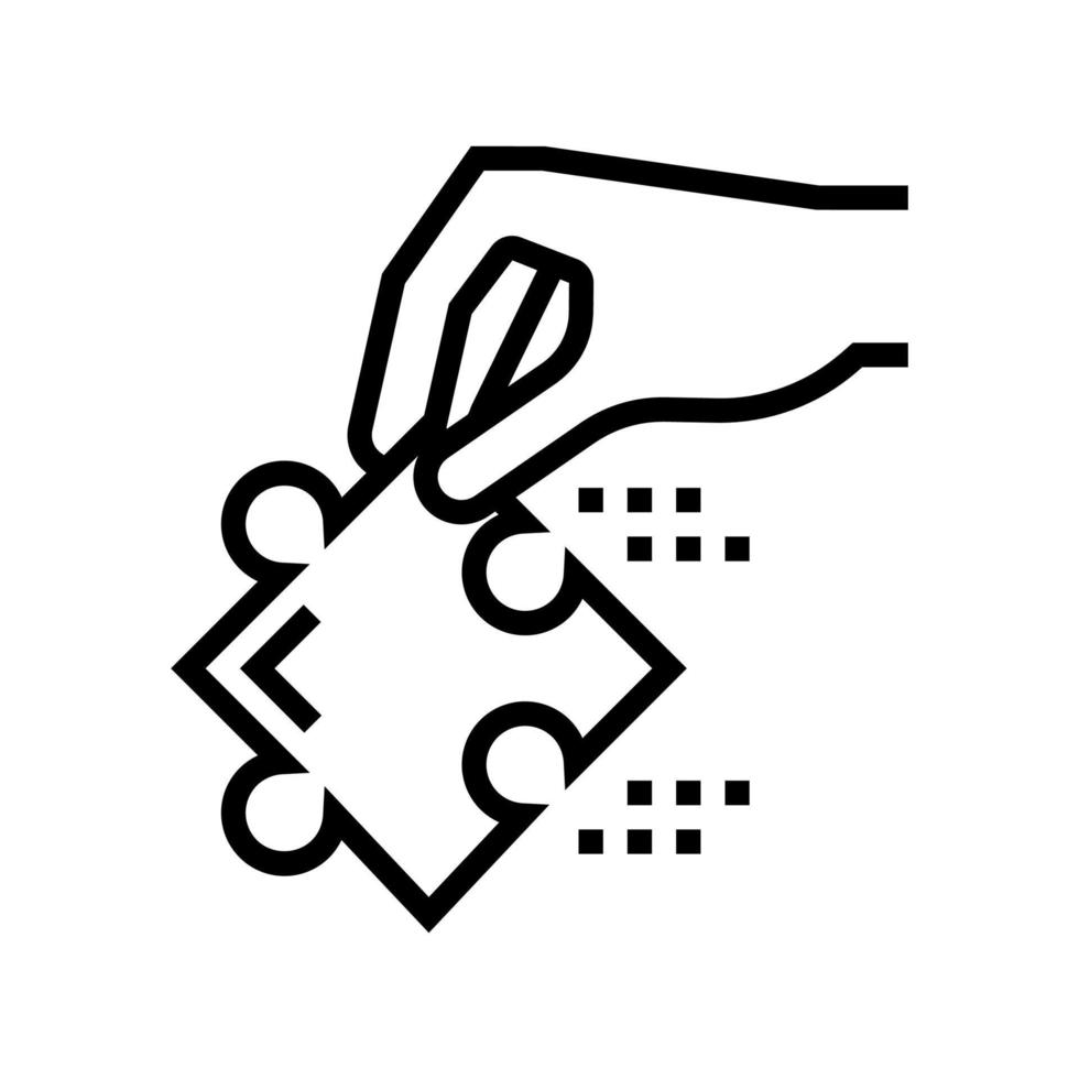 mão segure a ilustração vetorial de ícone de linha de detalhe de quebra-cabeça vetor