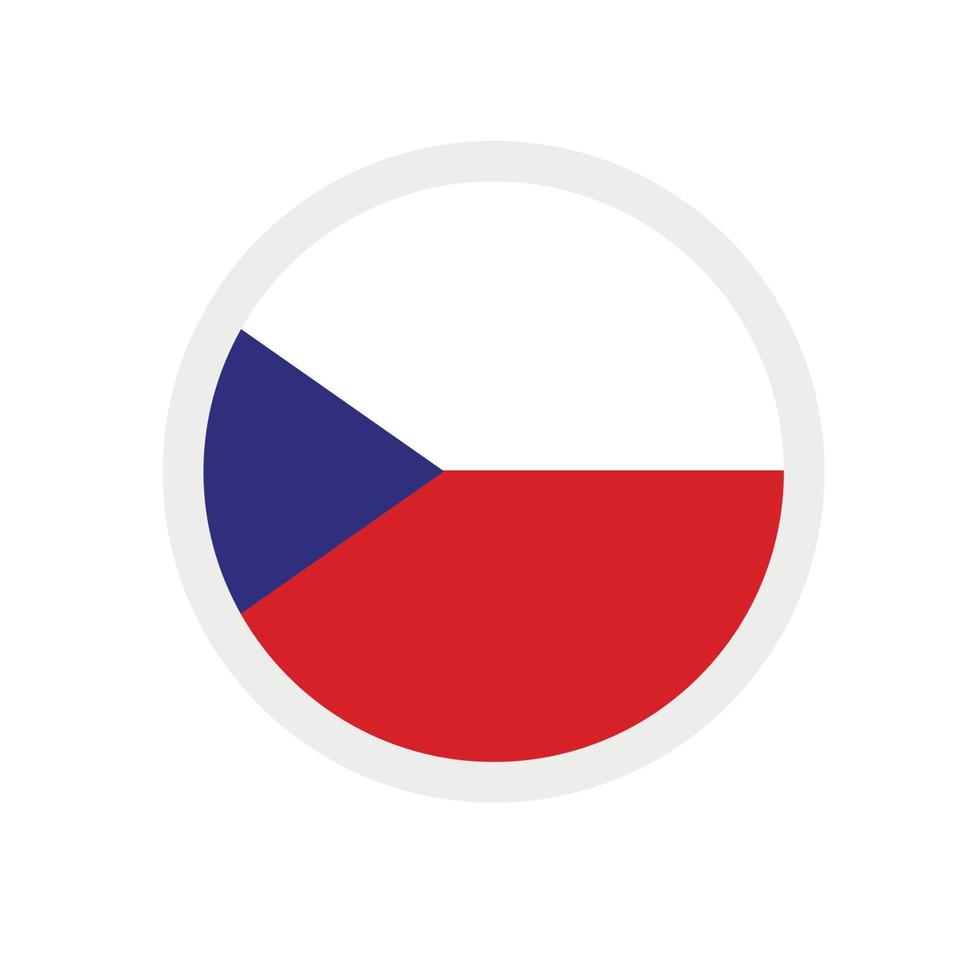 ícone de vetor redondo, bandeira nacional da república checa do país.