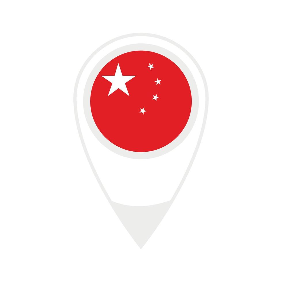 bandeira nacional da china, ícone redondo. ícone de ponteiro de mapa vetorial. vetor