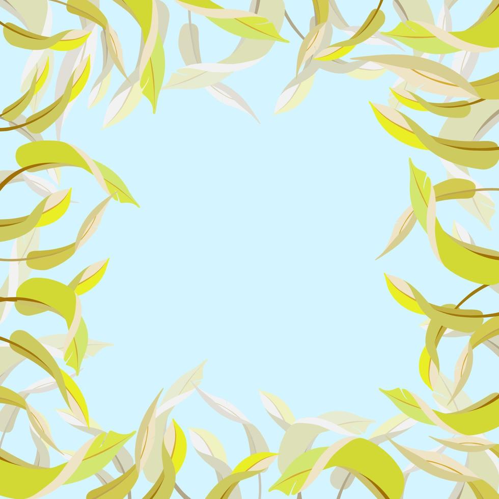 vector frame quadrado brilhante com folhas de bananeira no fundo rosa.
