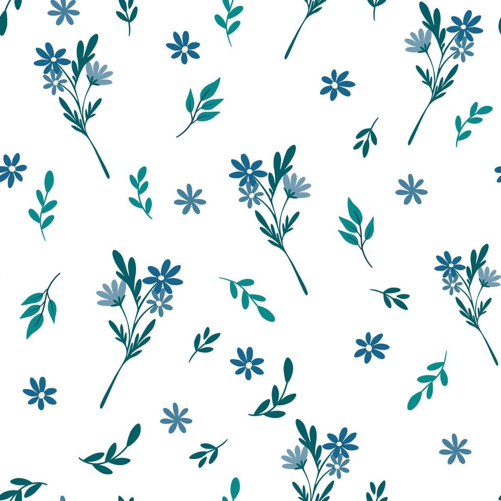 padrão sem emenda floral. fundo botânico com margaridas e flores silvestres. perfeito para têxteis, scrapbooking, roupas, papel de parede e estampas. ilustração vetorial de desenho animado vetor