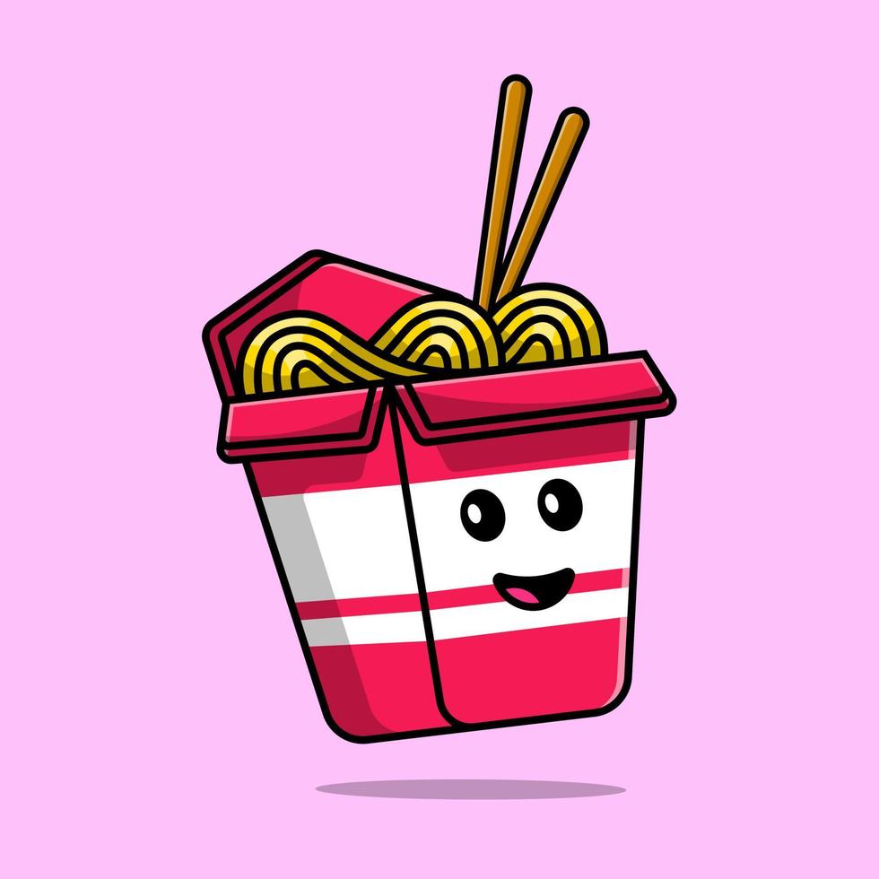ilustração de ícone de vetor dos desenhos animados de caixa de macarrão bonito. conceito de desenho animado plano de objeto de comida