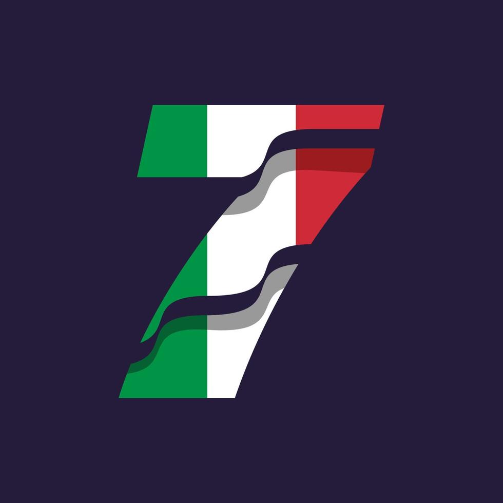 bandeira numérica da itália 7 vetor