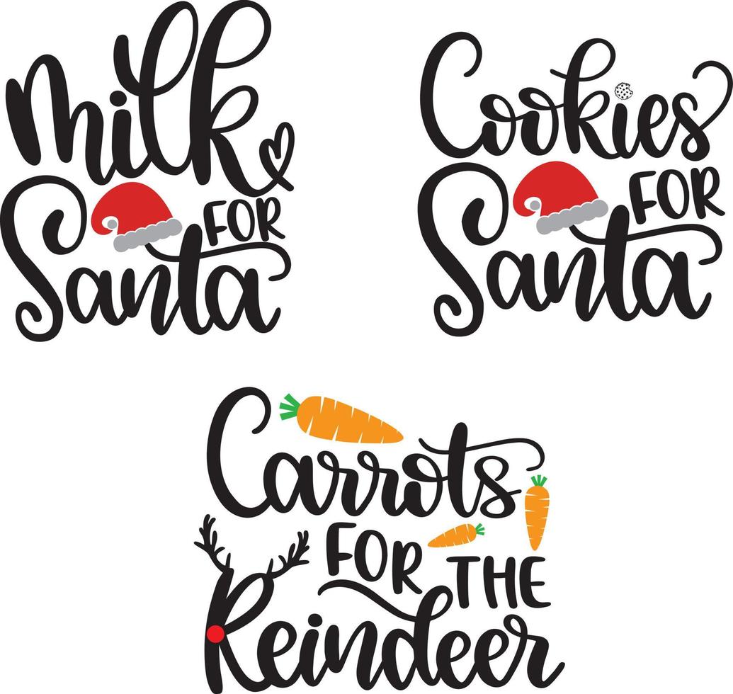 conjunto de natal biscoitos, leite, cenouras arquivo vetorial de natal vetor