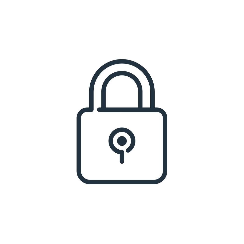 ícone de cadeado isolado em um fundo branco. símbolo de cadeado, segurança e proteção para aplicativos web e móveis. vetor