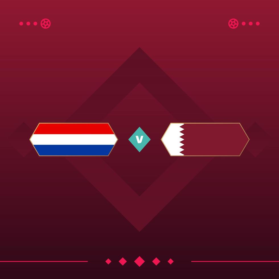Holanda, jogo de futebol mundial do Catar 2022 contra em fundo vermelho. ilustração vetorial vetor