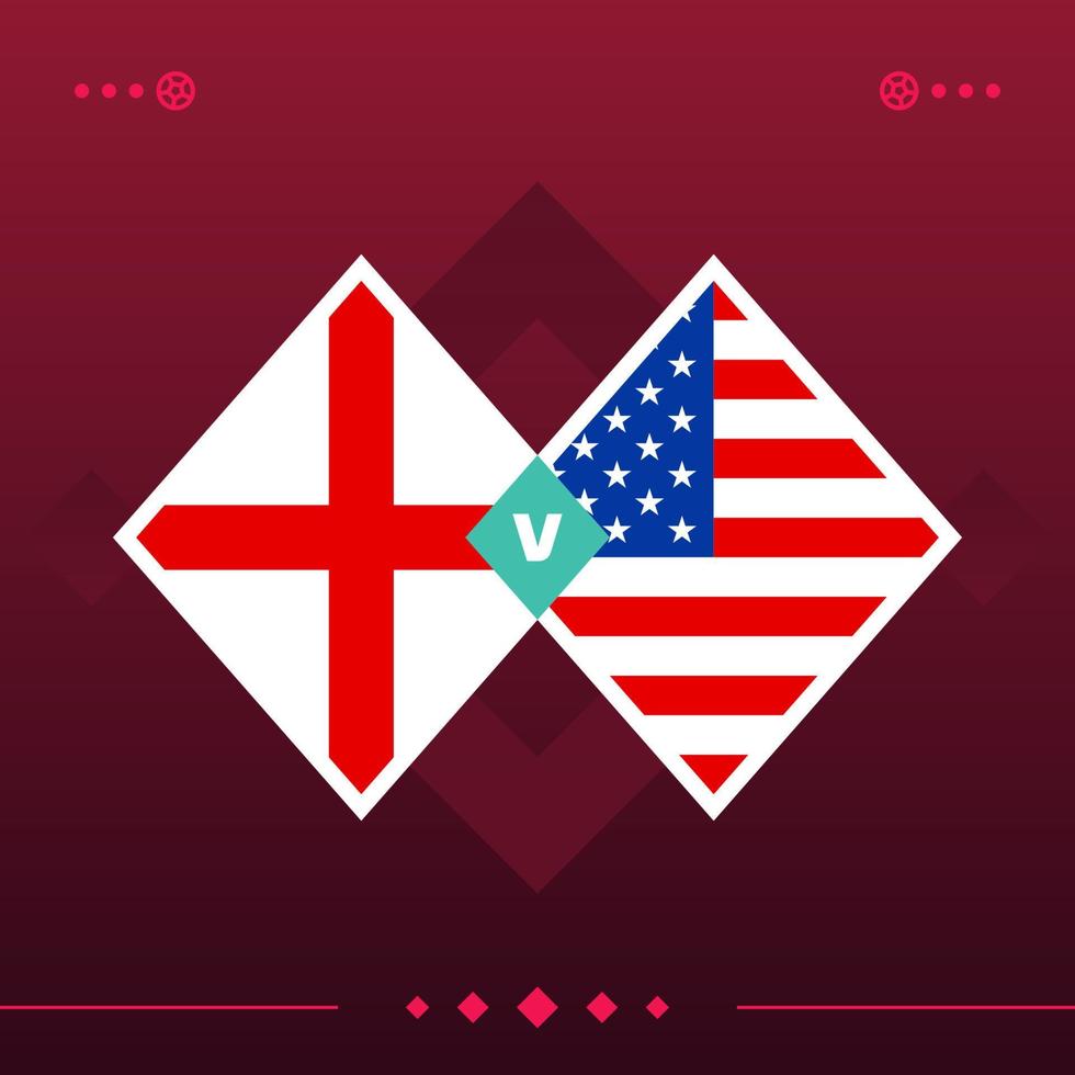 Inglaterra, jogo de futebol mundial dos eua 2022 versus fundo vermelho. ilustração vetorial vetor