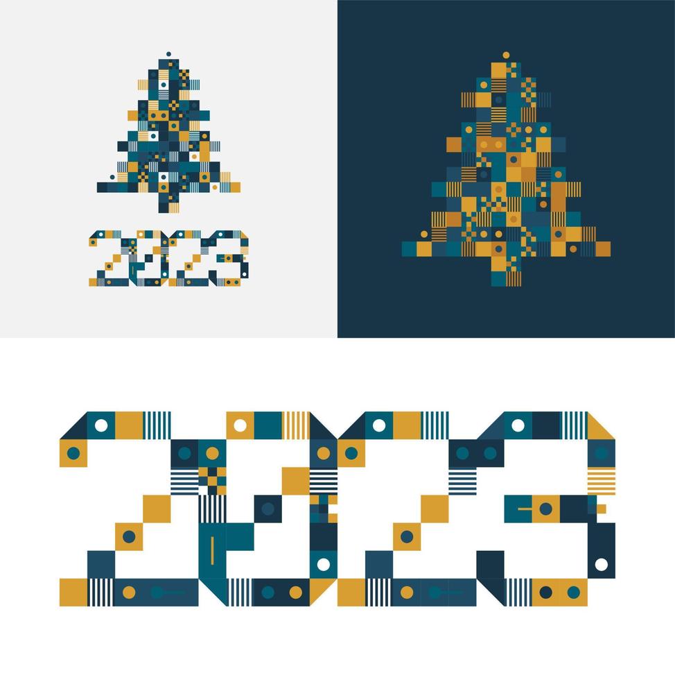 2023 ano novo sinal incomum diverso para decoração de eventos de 2023, gráfico bonito, conceito de emblema criativo para banner, folheto, panfleto, calendário, cartão de felicitações, convite para evento. logotipo de vetor isolado.