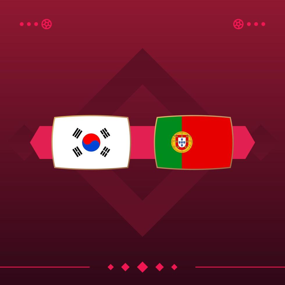 coreia do sul, jogo de futebol mundial de portugal 2022 versus fundo vermelho. ilustração vetorial vetor