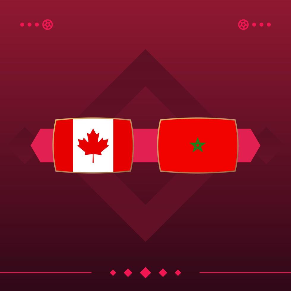 canadá, partida de futebol mundial de marrocos 2022 versus em fundo vermelho. ilustração vetorial vetor