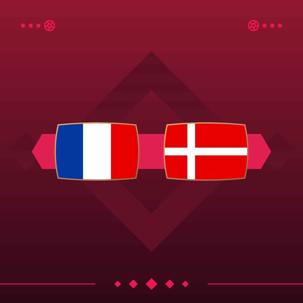 França, jogo de futebol mundial dinamarquês 2022 versus fundo vermelho. ilustração vetorial vetor