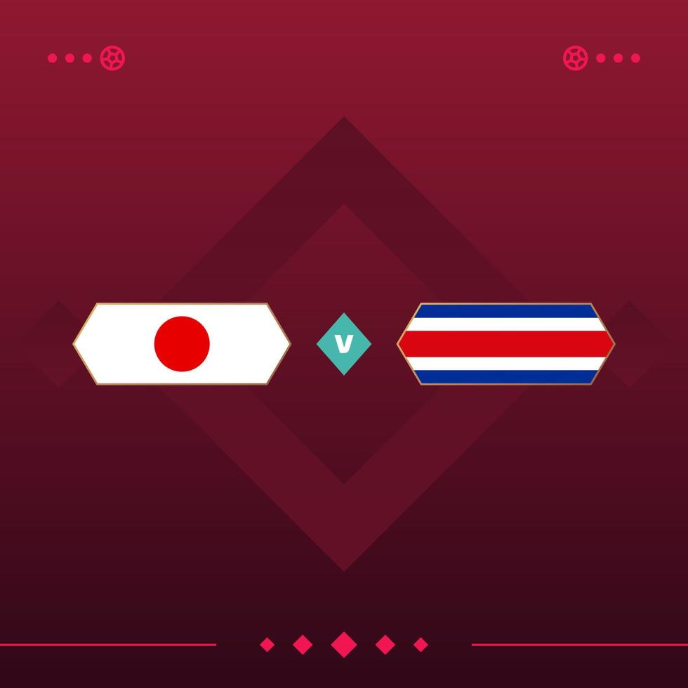 Japão, jogo de futebol mundial da costa rica 2022 contra fundo vermelho. ilustração vetorial vetor