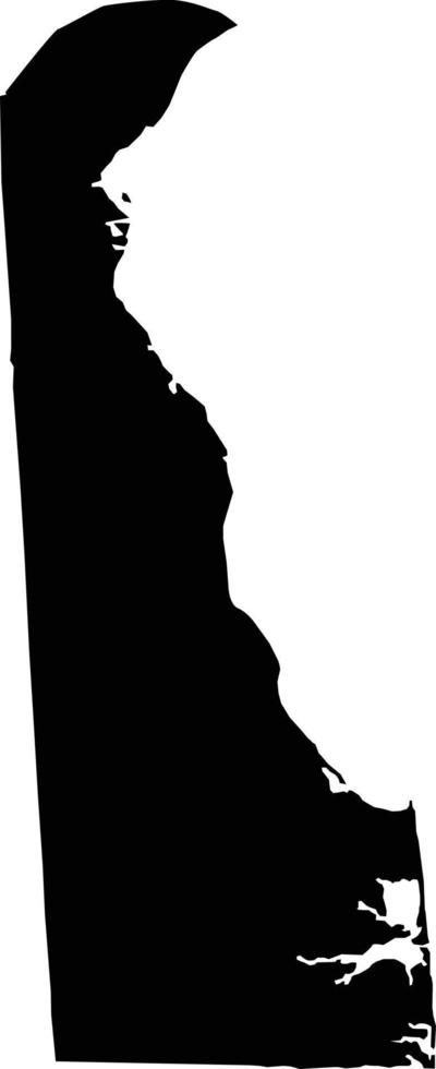 mapa preto do estado delaware sobre fundo branco. mapa vetorial altamente detalhado do estado americano de delaware. estilo plano. vetor