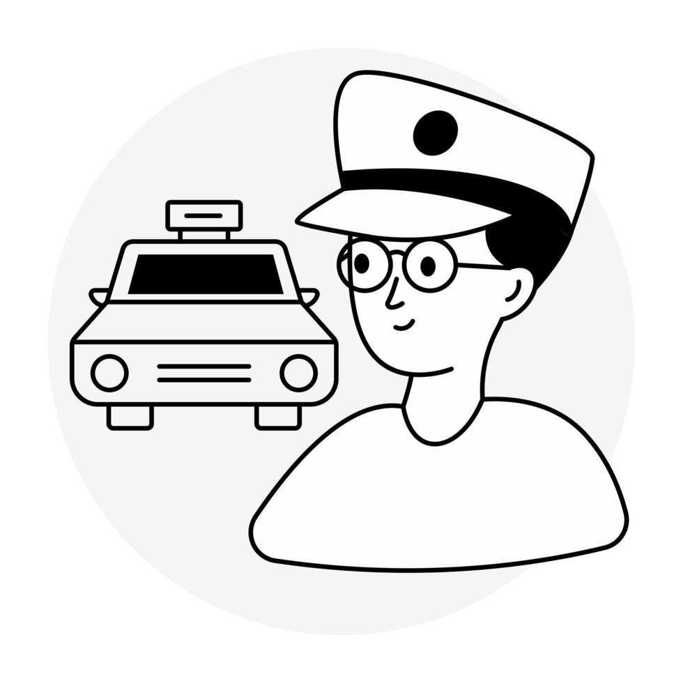 avatar com ícone de motorista apresentando automóvel vetor