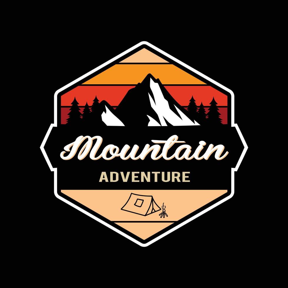 design de camiseta de logotipo de aventura de montanha vetor