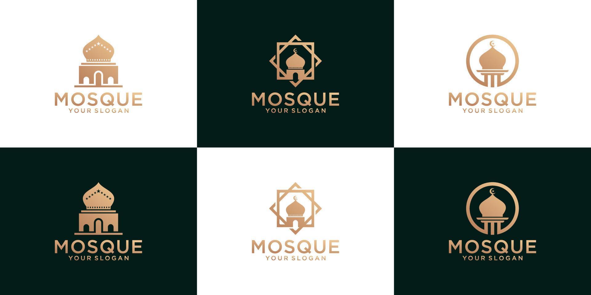 coleção de logotipo da mesquita, design de modelo de religião islâmica vetor