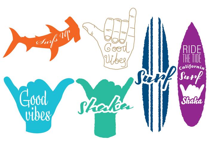 Logotipos Surf And Shaka vetor