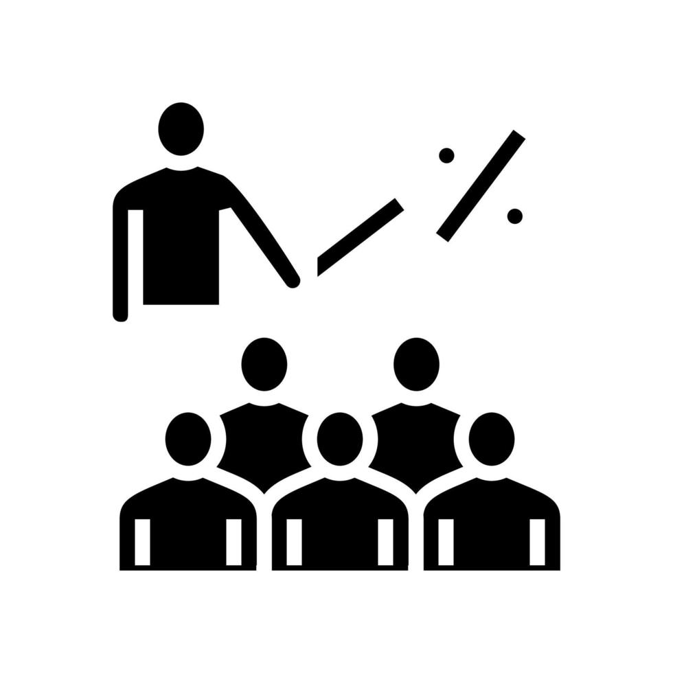 ilustração em vetor ícone de glifo de conferência de treinador de negócios