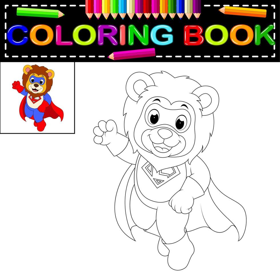 livro de colorir leão vetor