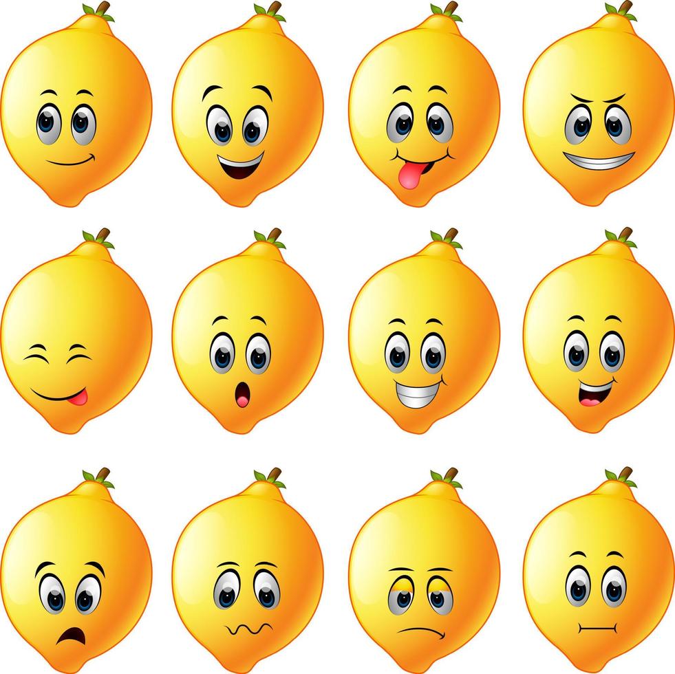 limões com emoticon diferente vetor