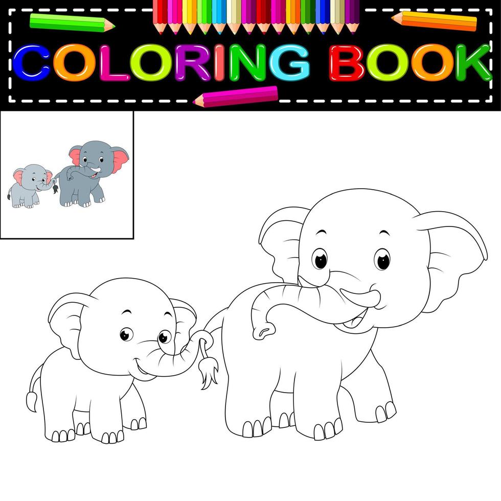 livro de colorir elefante vetor