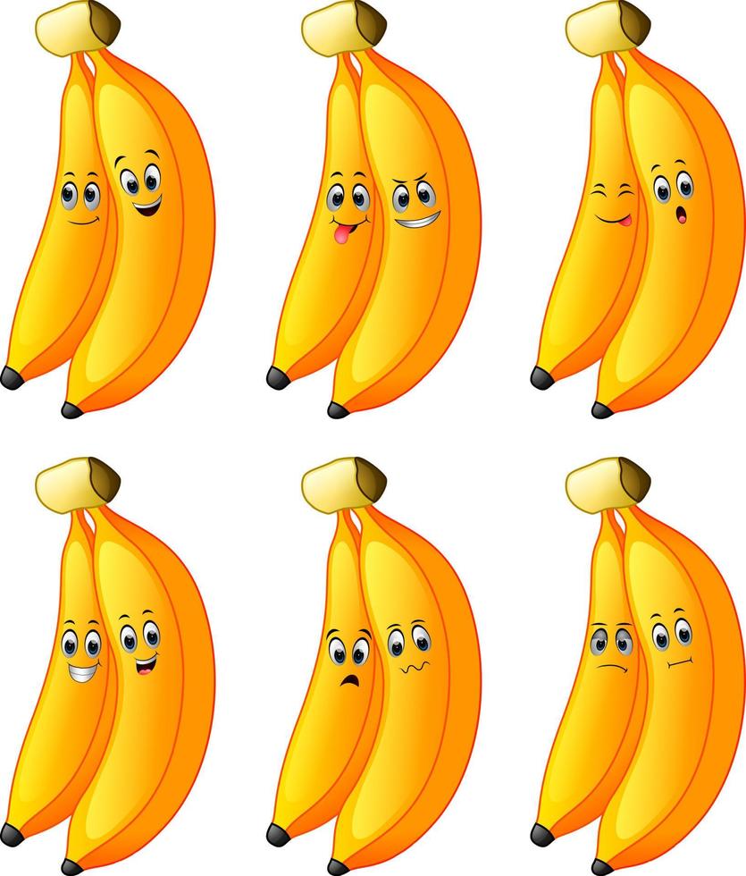 casal banana em emoções diferentes vetor