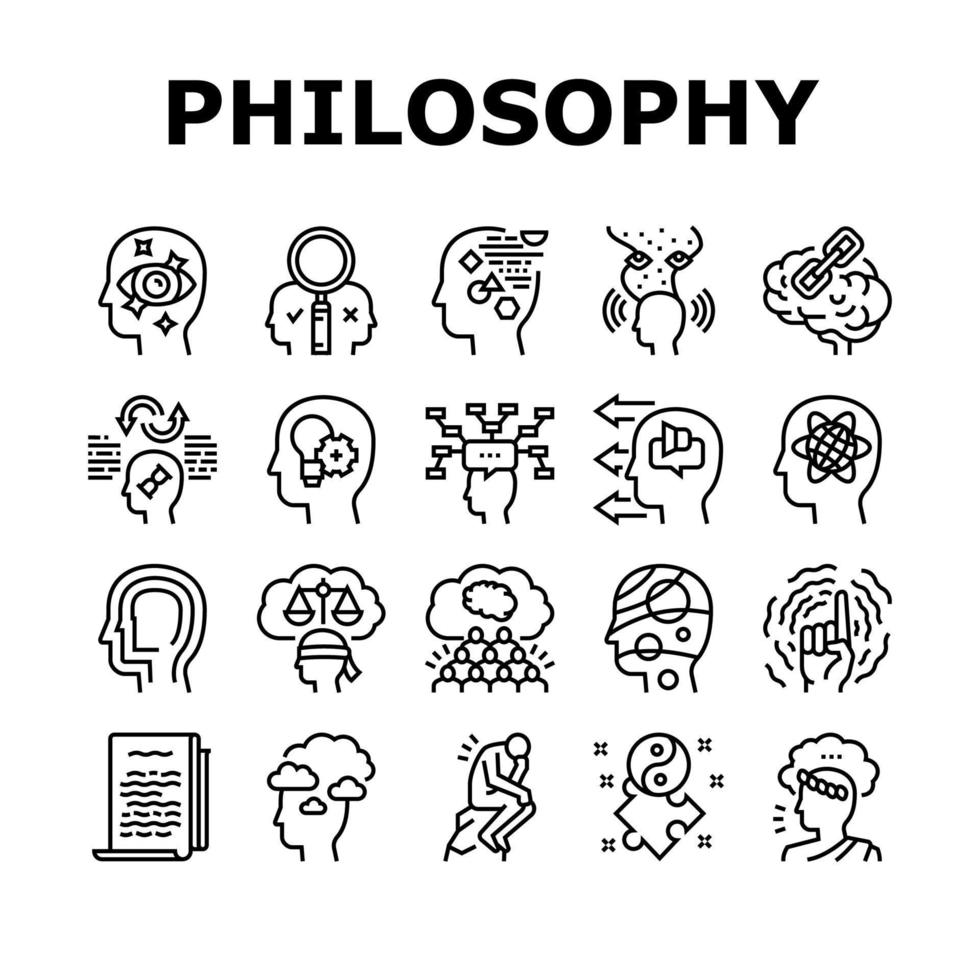 vetor de conjunto de ícones de coleção de ciência filosofia