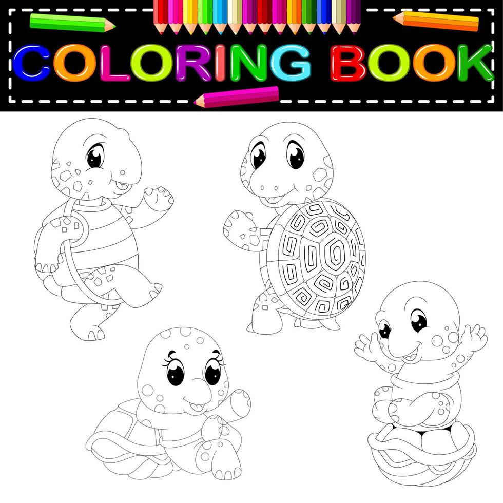 livro de colorir tartaruga vetor