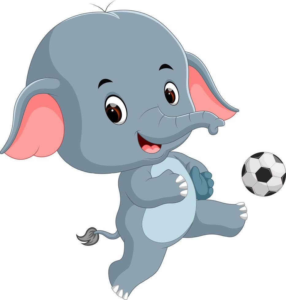 desenho de elefante engraçado com bola vetor