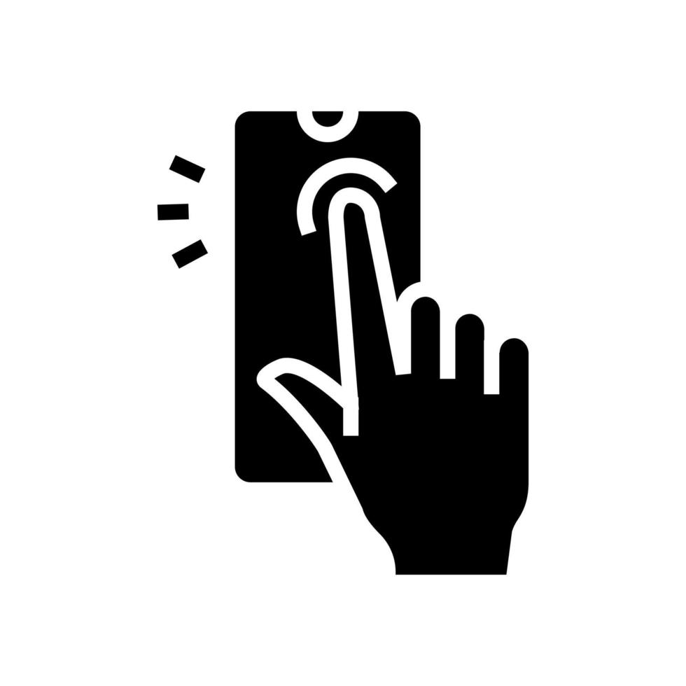 tocando com ilustração vetorial de ícone de glifo de tela de smartphone de dedo vetor