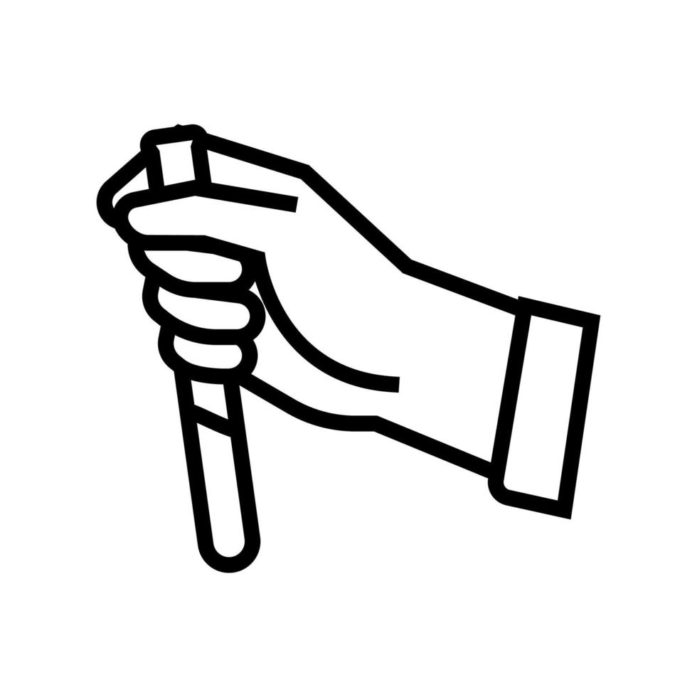 mão segurando a ilustração isolada em vetor de ícone de linha de tubo de laboratório