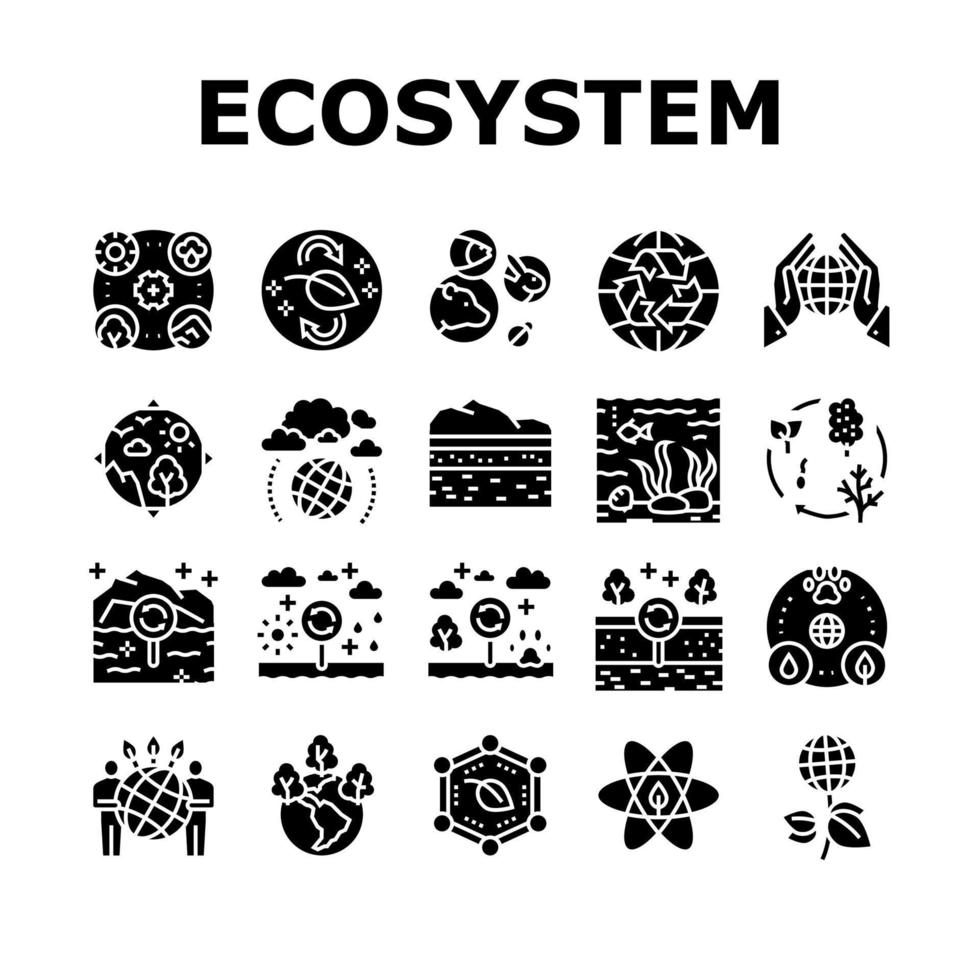 conjunto de ícones de coleção de ambiente de ecossistema vetor