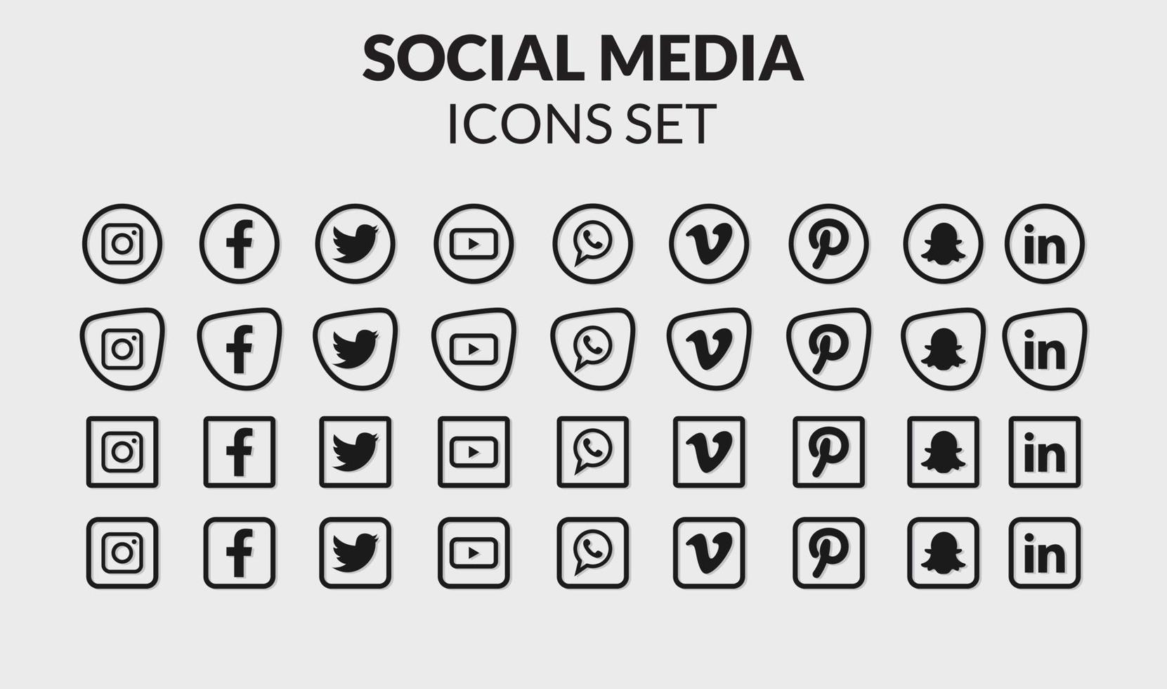conjunto de ícones de mídia social popular. vetor