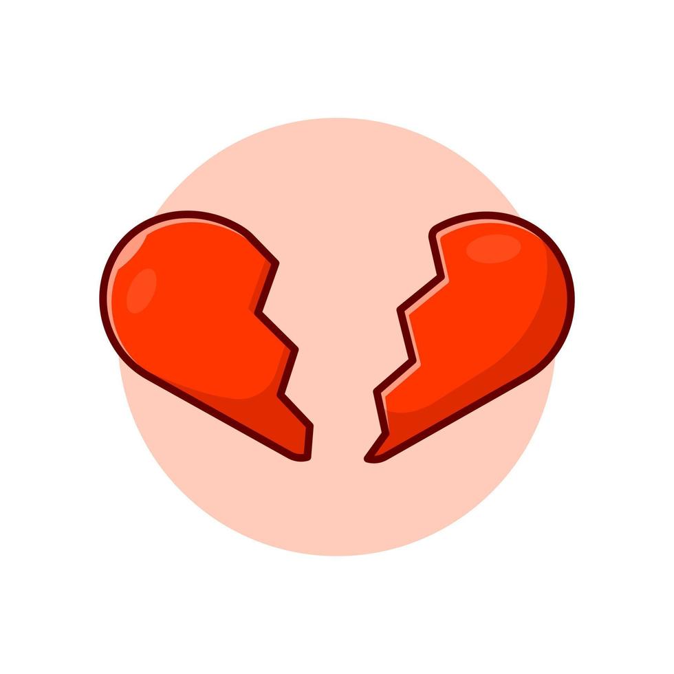 ilustração de ícone de vetor dos desenhos animados de coração partido. arte objeto ícone conceito isolado vetor premium. estilo de desenho animado plano