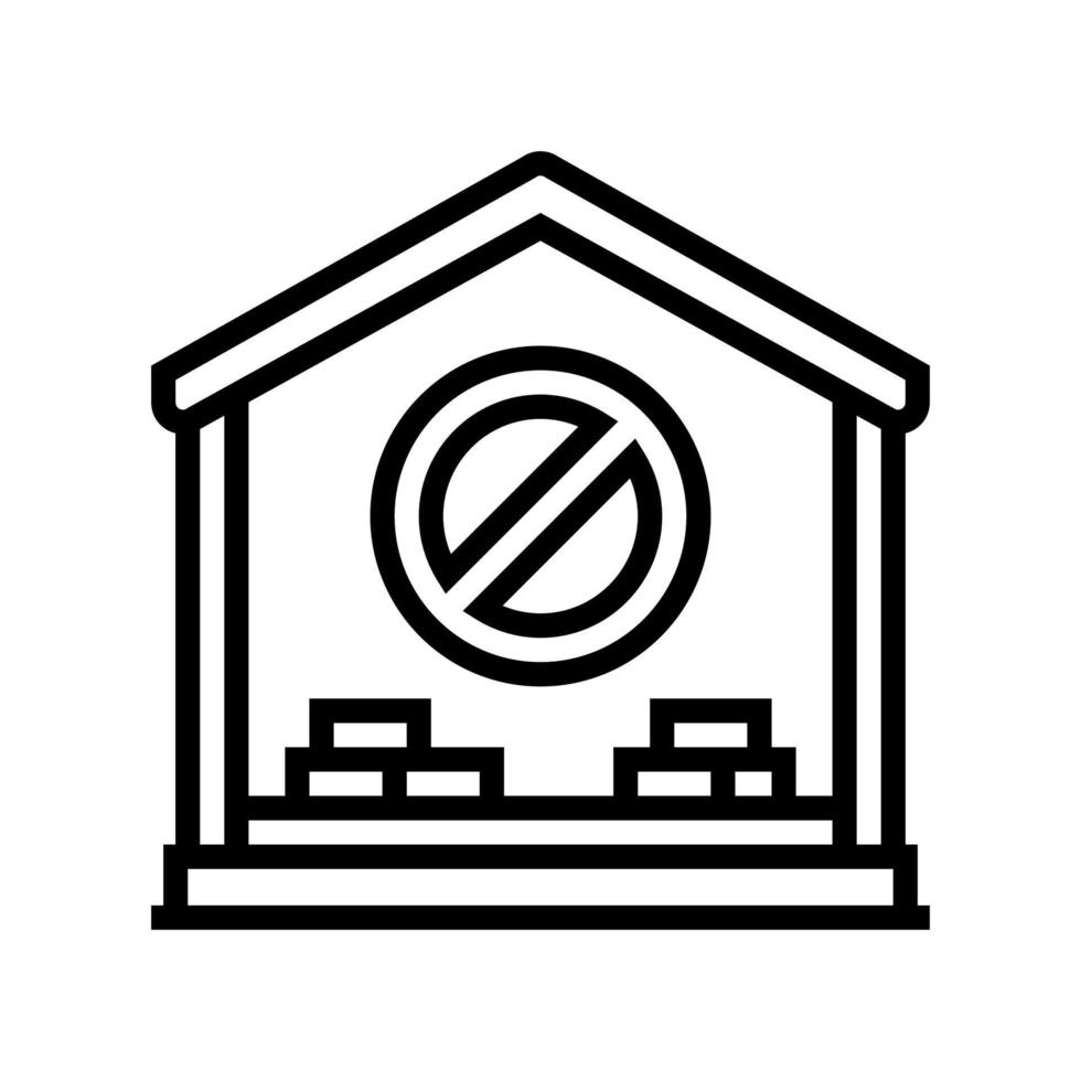 ilustração vetorial de ícone de linha de demolição de casa interior vetor