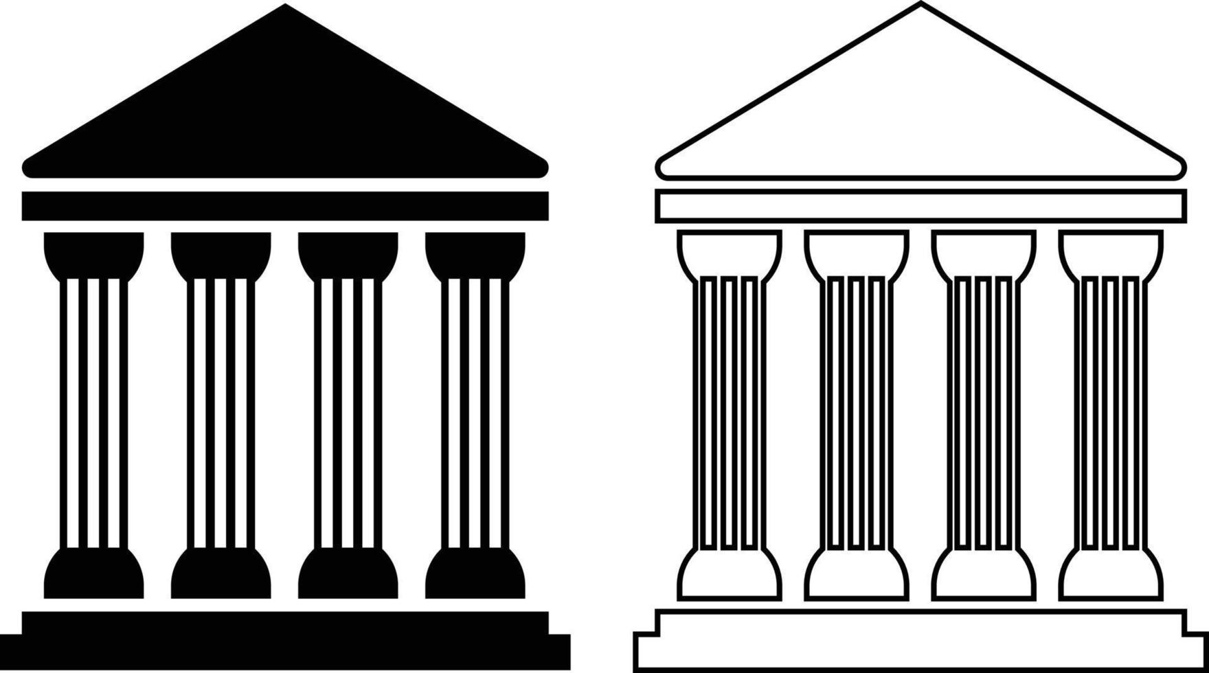 ícone de universidade em fundo branco. sinal do museu. símbolo do templo. logotipo do banco. estilo plano. vetor