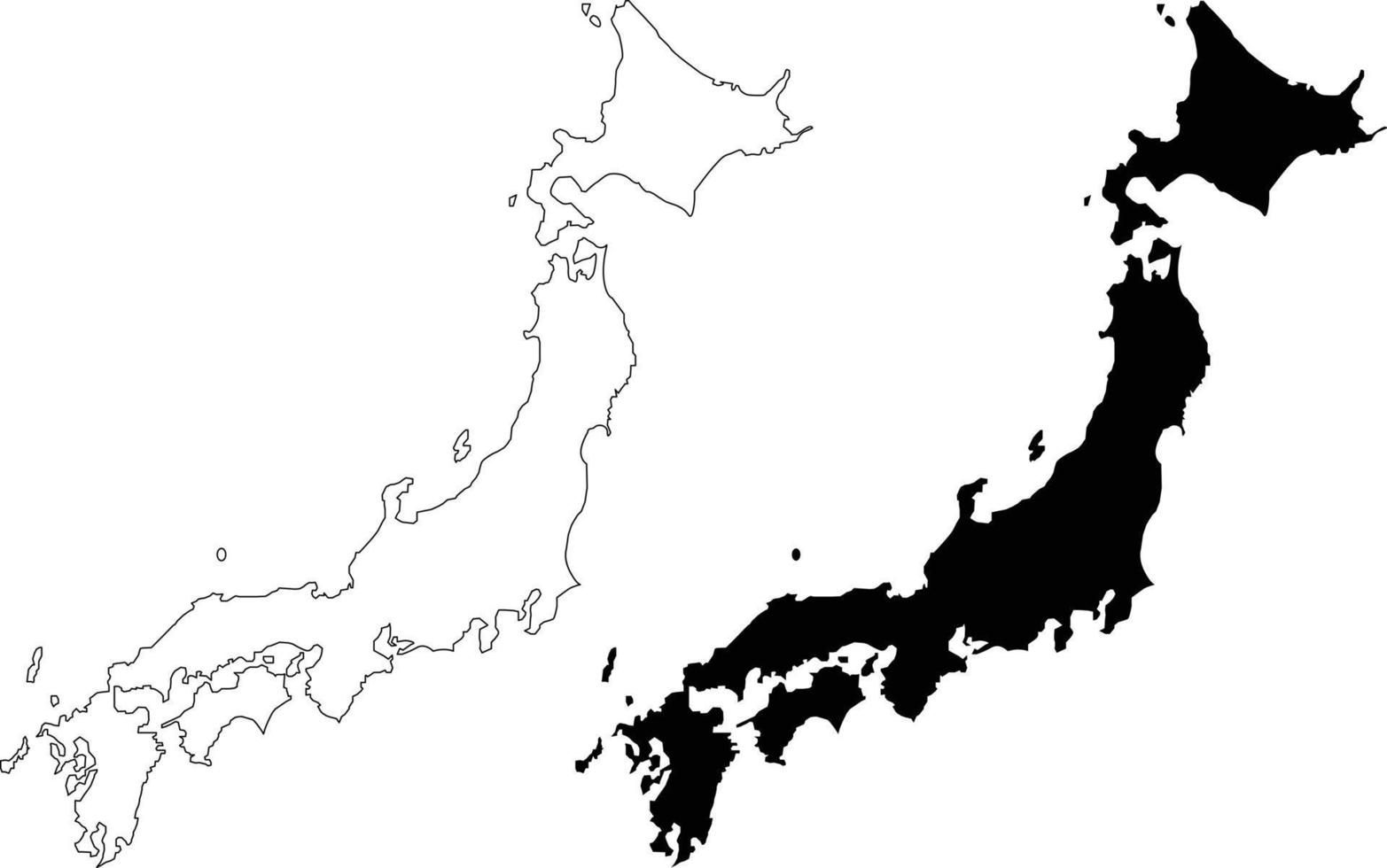 mapa do Japão em fundo branco. mapa de contorno do Japão. estilo plano. vetor