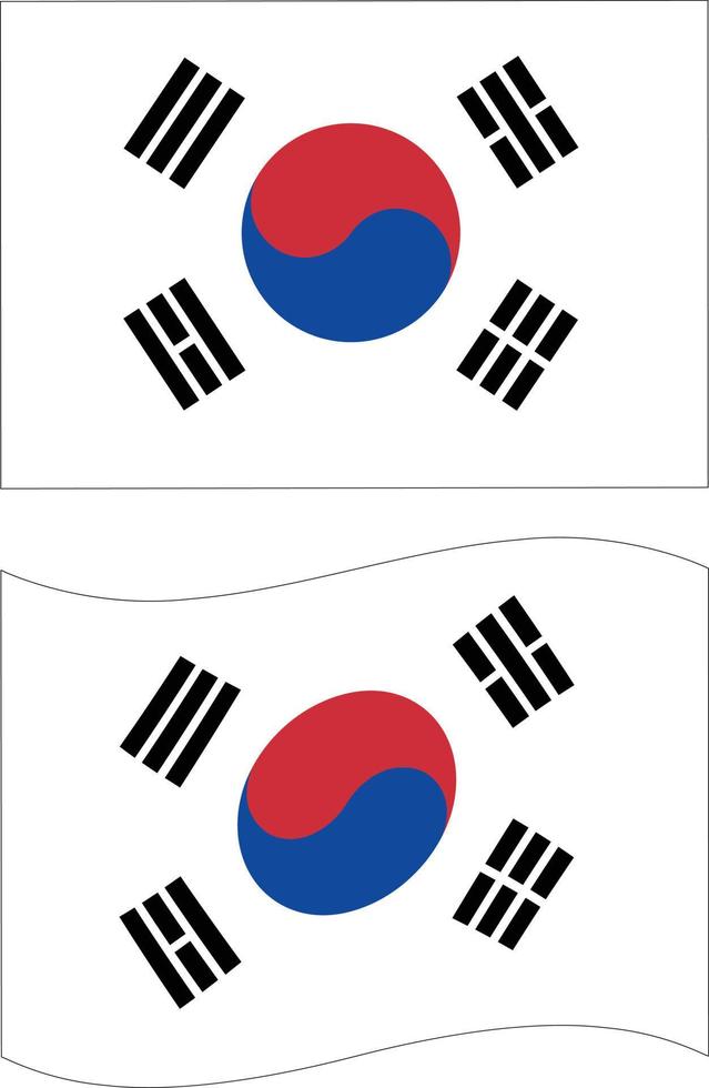 bandeira da coreia do sul em fundo branco. bandeira nacional para o país da coreia do sul. sinal acenando da bandeira da coreia do sul. vetor