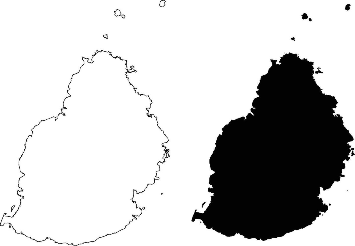 mapas da Maurícia em fundo branco. sinal do mapa das Maurícias. mapa de contorno das Maurícias. estilo plano. vetor