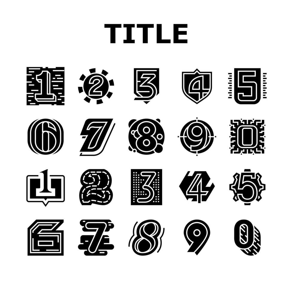 conjunto de ícones de coleção de título numeral de números vetor