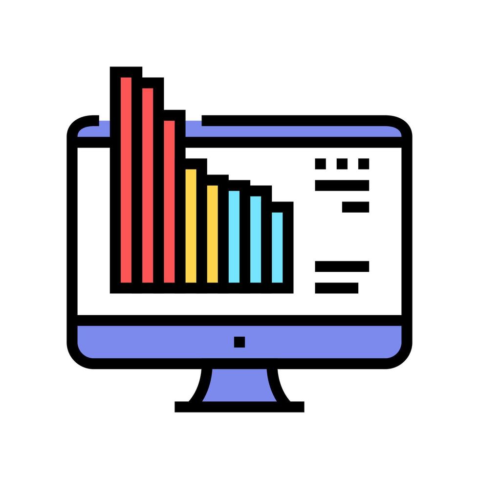 ilustração em vetor ícone de cor de monitoramento de mercado on-line