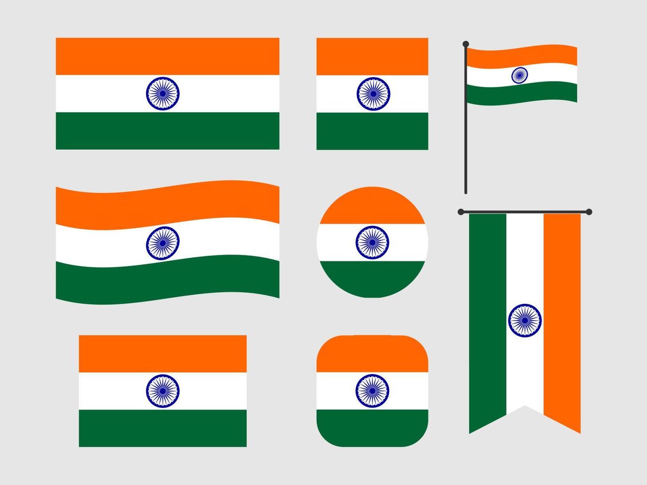 bandeiras indianas, pacote simples de bandeira da índia vetor grátis