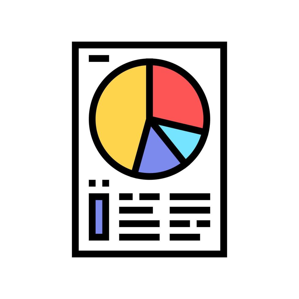 diagrama na ilustração em vetor de ícone de cor de lista de papel