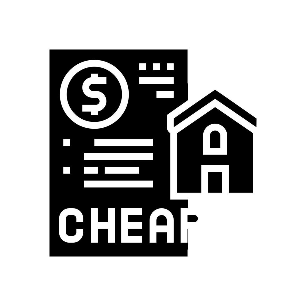 ilustração em vetor ícone glifo de construção de casa barata