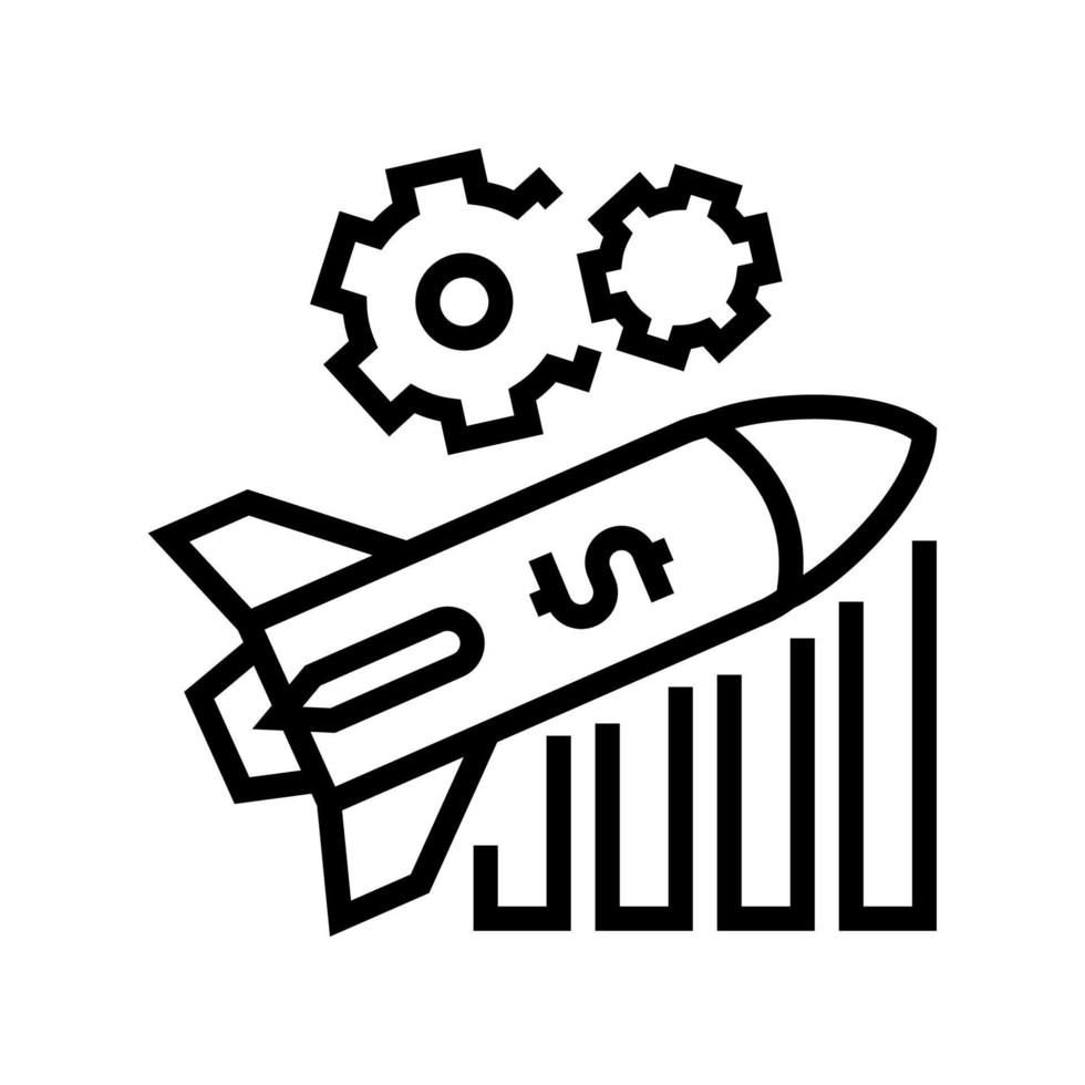 lançar ilustração vetorial de ícone de linha de foguete financeiro vetor